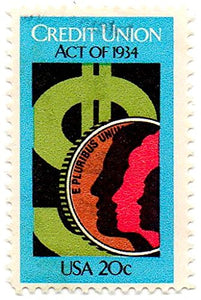 1984 Credit Union Single 20c Postage Stamp  - Sc# 2075 -  MNH,OG