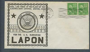 VEGAS - 1942 Submarine USS Lapon Keel Laid Spader Cover - Groton - FJ123
