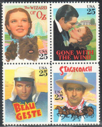 1990 USA Classic Films - Blk Of 4 25c Stamps Scott 2445-2448 - MNH, OG - CW222