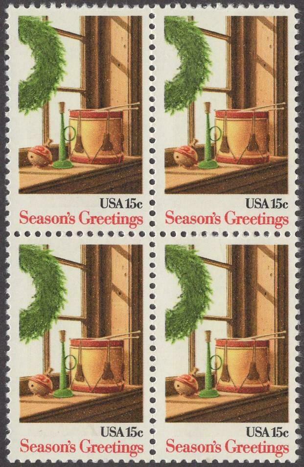 1980 Christmas Stocking Block Of 4 15c Scott# 1843 -MNH, OG - CQ72c