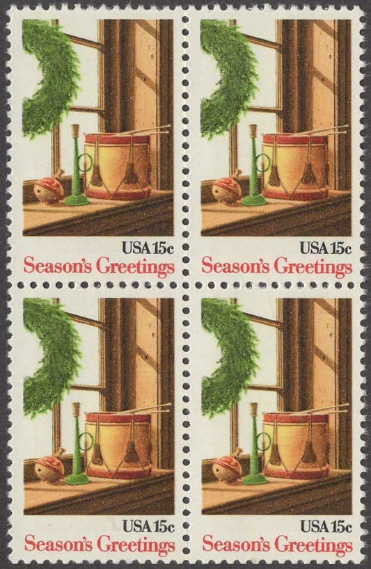 1980 Christmas Stocking Block Of 4 15c Scott# 1843 -MNH, OG - CQ72c