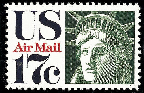 1971 Statue Of Liberty Single 17c Airmail Postage Stamp - Sc# C80 - CV73a