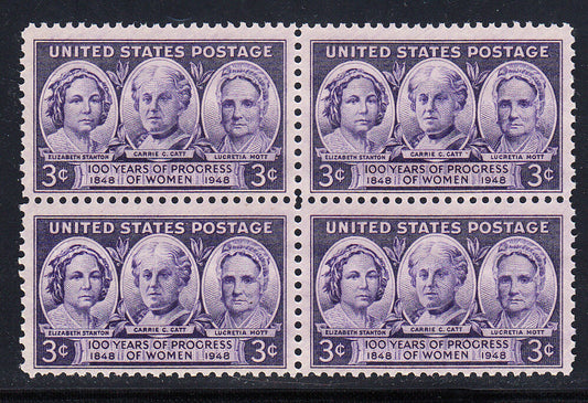 1948 Progress of Women Block Of 4 3c Postage Stamp - MNH, OG - Scott 959 - DS190
