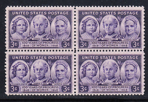 1948 Progress of Women Block Of 4 3c Postage Stamp - MNH, OG - Sc# 959 - DS190
