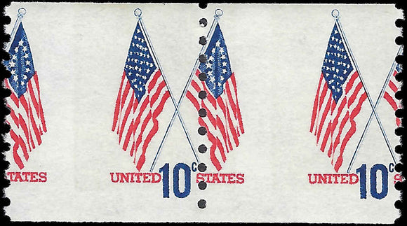 VEGAS - 1973-74 - Scott1519 13c Flags Drastic Miss-Perforation - MNH, OG