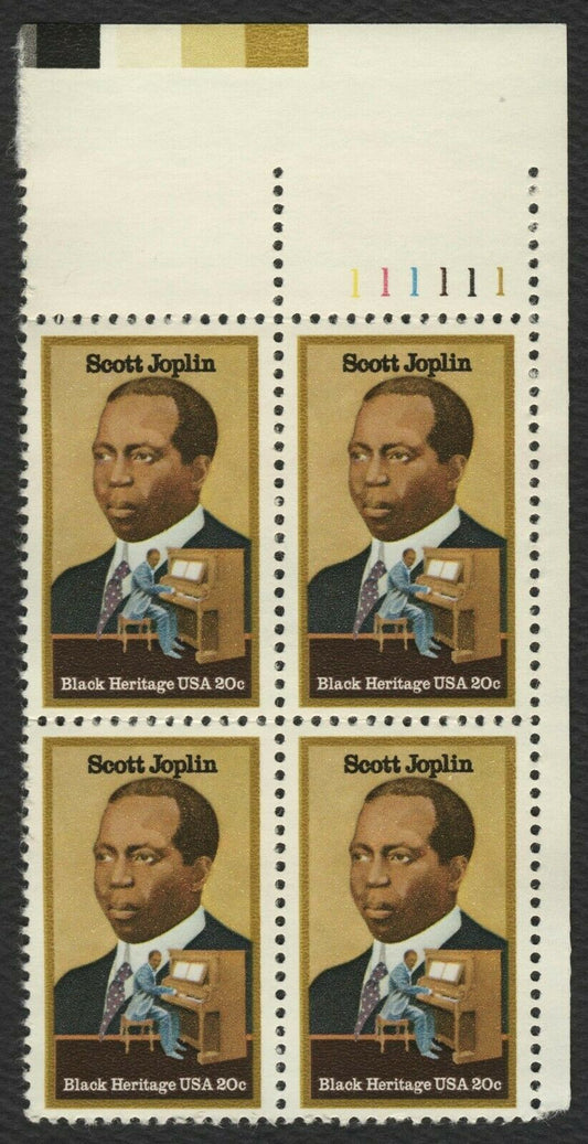 1983 Scott Joplin Black Heritage Plate Block of 4 20c Postage Stamps - Scott 2044 - MNH, OG - CW252