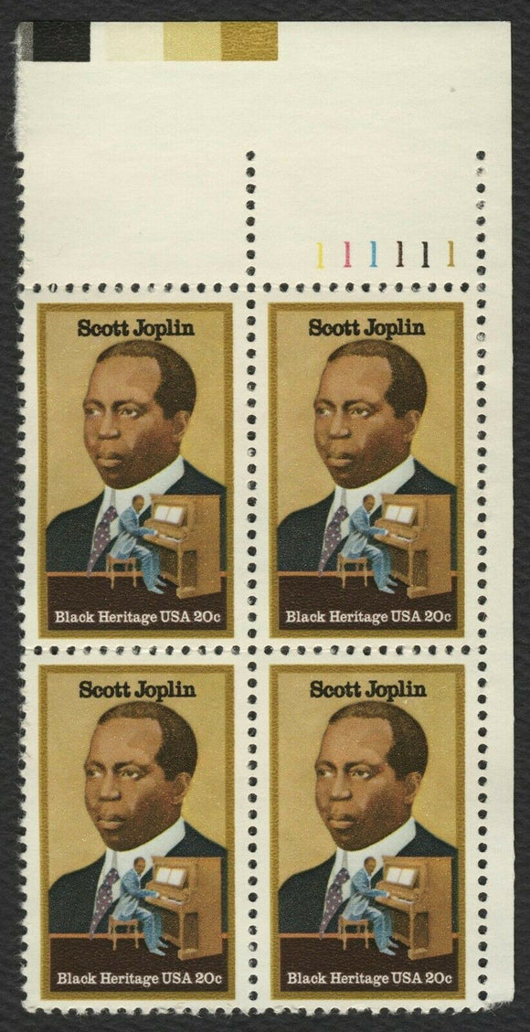 1983 Scott Joplin Black Heritage Plate Block of 4 20c Postage Stamps - Sc# 2044 - MNH, OG - CW252