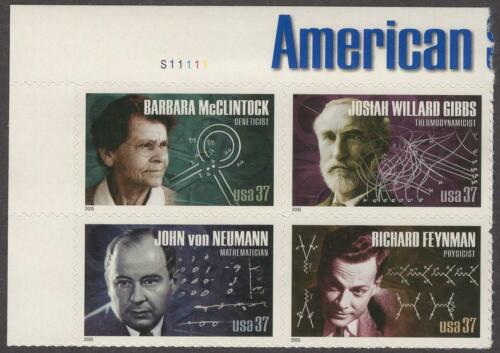 2005 American Scientists Plate Block of 4 37c Postage Stamps - MNH, OG - Scott 3906-3909