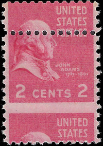 VEGAS - 1938 - Scott806 2c John Adams Prexie Drastic Miss-Perforation - MNH, OG