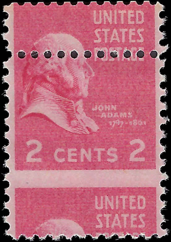 VEGAS - 1938 - Scott806 2c John Adams Prexie Drastic Miss-Perforation - MNH, OG