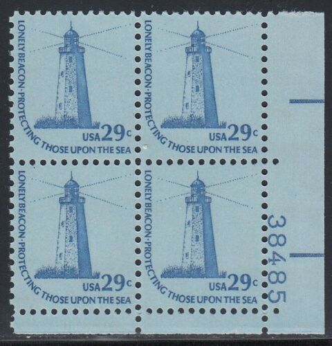 1978 Lighthouse Plate Block Of 4 29c Postage Stamps - Sc# 1605 - MNH, OG - CX466