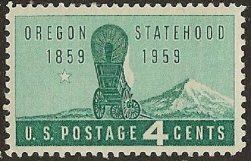 1959 Oregon Statehood  - Single 4c Postage Stamp - Scott 1124 - MNH, OG - DS160a