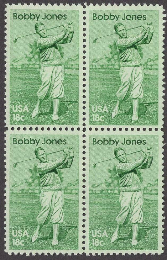 1981 Bobby Jones Golfer Block Of 4 18c Postage Stamps - Scott 1933 - MNH, OG - CT71a