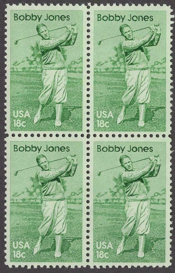 1981 Bobby Jones Golfer Block Of 4 18c Postage Stamps - Sc# 1933 - MNH, OG - CT71a