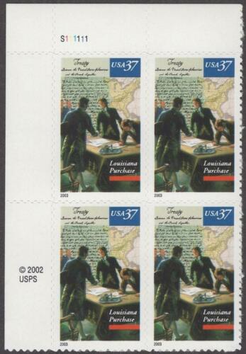 2003 Louisiana Purchase Bicentennial Plate Block of 4 37c Postage Stamps - MNH, OG - Scott 3782