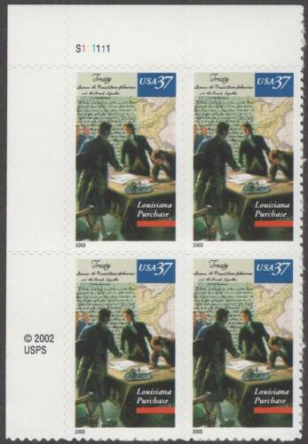 2003 Louisiana Purchase Bicentennial Plate Block of 4 37c Postage Stamps - MNH, OG - Sc# 3782
