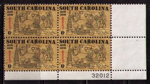 1970 South Carolina Statehood Plate Block Of 4 6c Postage Stamps - MNH, OG - Sc# 1407 - CX306