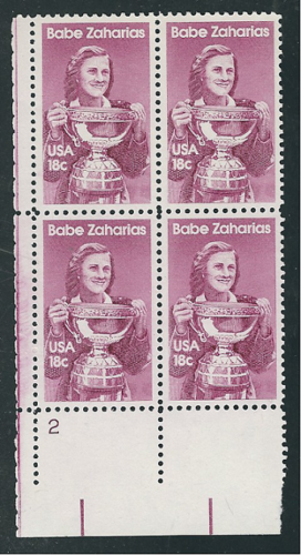 1981 Babe Zaharias Plate Block Of 4 18c Postage Stamps Scott 1932 - MNH - CW479a