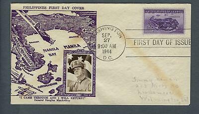 VEGAS - 1944 MacArthur "I Will Return" Corregidor First Day Crosby FDC - FG157