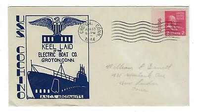 VEGAS - 1944 Submarine USS Cochino Herald Keel Laid Cover - Groton, CT - FF177