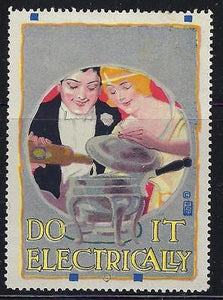 VEGAS Early 1900s "Do It Electrically" Promotional Poster Stamp (CQ118)