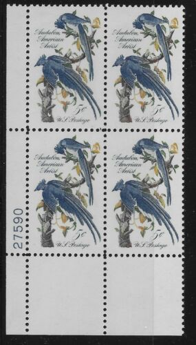 1963 John James Audubon Columbia Jays Plate Block Of 4 5c Postage Stamps - MNH, OG - Scott 1241 - CX208