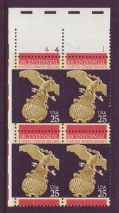 1989 US Senate Plate Block of 4 25c Postage Stamps - MNH, OG - Sc# 2413