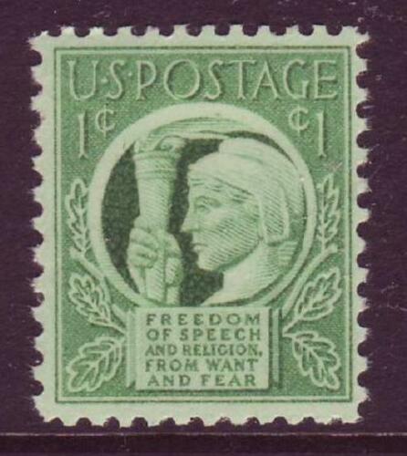 1943 Freedom Of Speech and Religion Single 1c Postage Stamp - Sc# 908 - MNH, OG