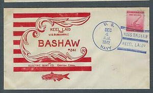 VEGAS - 1942 Submarine USS Bashaw Keel Laid Cover - Groton, CT - FJ227