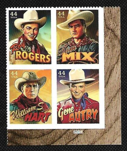 2010 Cowboys Plate Block of 4 44c Postage Stamps - MNH, OG - Sc# 4449 - DR101a