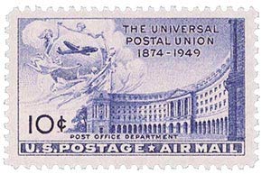 USA 1949 Post Office Building Single 10c Airmail Postage Stamp - Sc# C42 -  MNH,OG