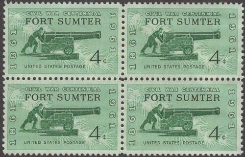 1972 - Ft Sumter Civil War Block of 4 4c Postage Stamps - Scott 1178 - MNH, OG - DS166