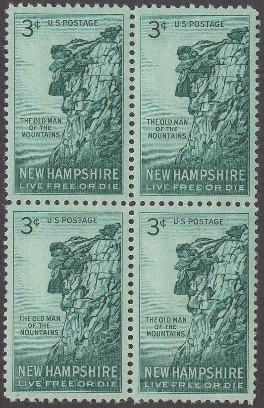1955 New Hampshire Block Of 4 3c Postage Stamps Scott 1068 - MNH - CW438a