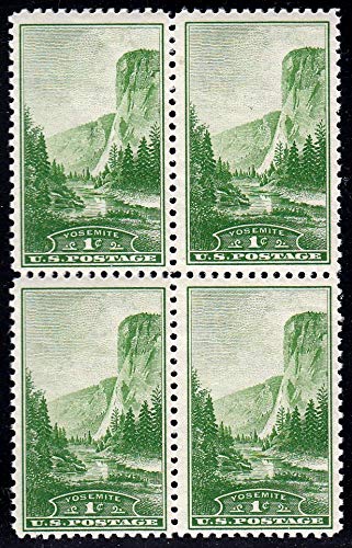 1934 El Capitan Yosemite National Park Block of 4 1c Postage Stamps  - Scott 740 - MNH,OG