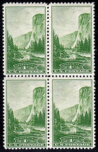 1934 El Capitan Yosemite National Park Block of 4 1c Postage Stamps  - Sc# 740 - MNH,OG