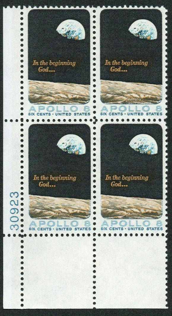 1969 Space Apollo 8 Plate Block Of 4 6c Postage Stamps - MNH, OG - Scott# 1371 - CX356