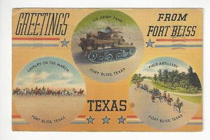 1942 USA Postcard - Greetings From Ft Bliss, TX (AQ32)