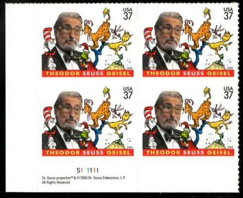 2004 Dr. Seuss Plate Block of 4 37c Postage Stamps - Sc# 3835 - MNH - CX798
