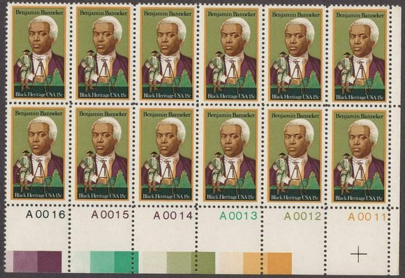 1980 Benjamin Banneker Plate Block Of 12 15c Postage Stamps - Sc# 1804 - MNH, OG - CW23c