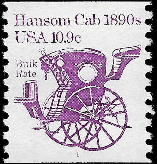 VEGAS - 1981-84 Scott 1904 Hansom Cab 1890s Coil Single - Plate 1, MNH, OG - EZ20