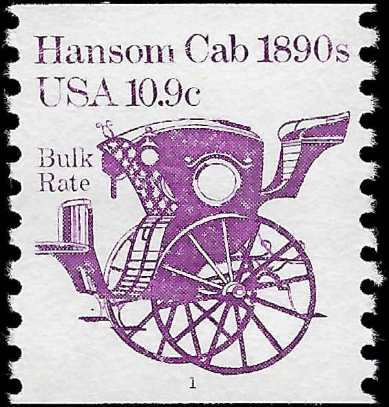 VEGAS - 1981-84 Sc# 1904 Hansom Cab 1890s Coil Single - Plate 1, MNH, OG - EZ20