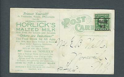 VEGAS - Early 1900s Racine, WI - Horlick's Malted Milk Ad Postcard - FE408