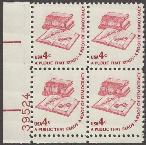1975-81 Democracy - Public That Reads Plate Block Of 4 4c Postage Stamps - Scott 1585 - MNH, OG - CX472