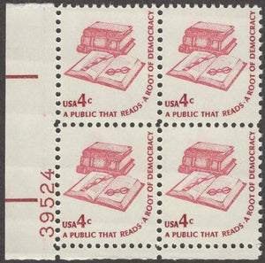 1975-81 Democracy - Public That Reads Plate Block Of 4 4c Postage Stamps - Sc# 1585 - MNH, OG - CX472