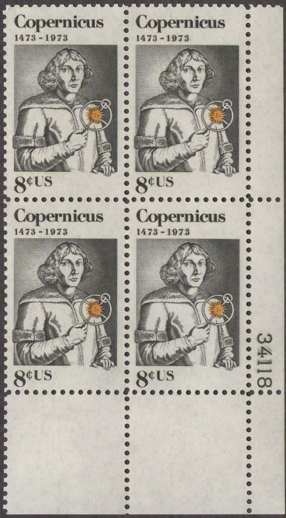 1973 Copernicus Plate Block Of 4 8c Postage Stamps - Sc# 1488 - MNH, OG - CX559