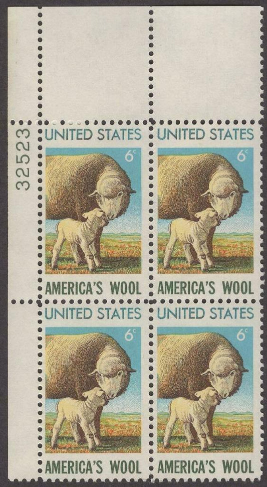 1971 American Wool Plate Block Of 4 6c Postage Stamps - Scott 1423 - MNH, OG - CX516