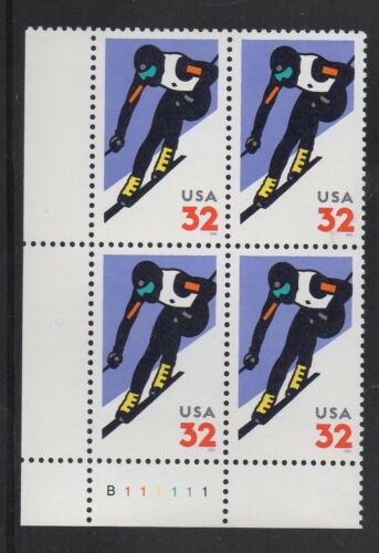 1998 Alpine Skiing Plate Block of 4 32c Postage Stamps - MNH, OG - Scott 3180 - CW337