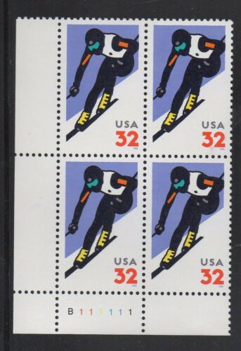 1998 Alpine Skiing Plate Block of 4 32c Postage Stamps - MNH, OG - Sc# 3180 - CW337