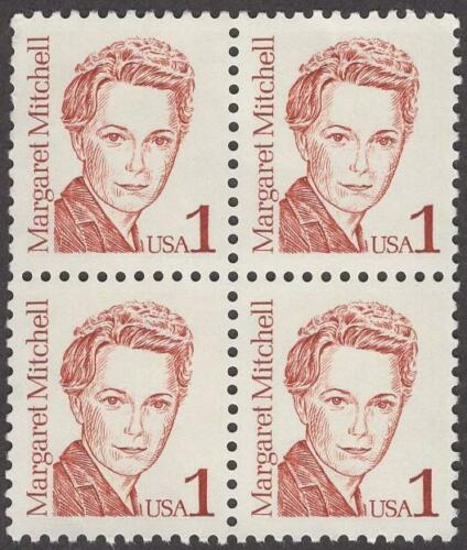 1986 Margaret Mitchell "Gone With The Wind" Block of 4 1c Postage Stamps - MNH, OG - Scott 2168
