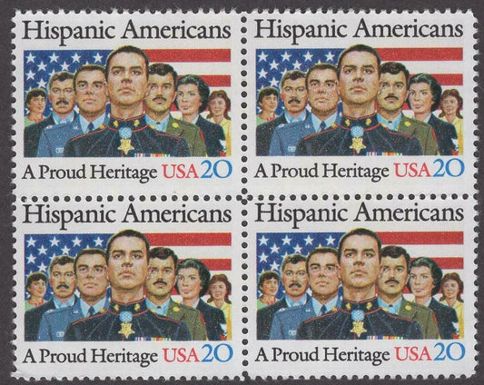 1984 Hispanic Americans Block Of 4 20c Postage Stamps - MNH, OG - Scott 2103
